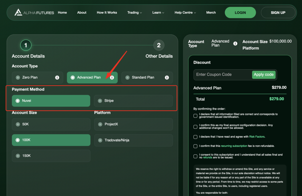 Alpha Futures proprietary trading platform, challenges, dashboard, and rules - Preview 4